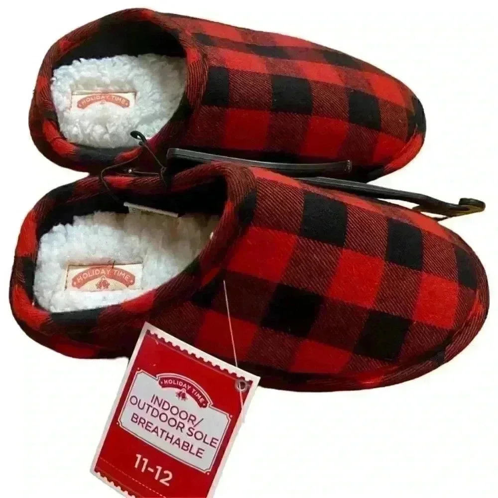 Plaid toddler slippers NEW (11/12)